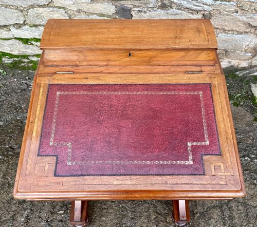 fig 2. Antique Edwardian Walnut Inlaid Davenport