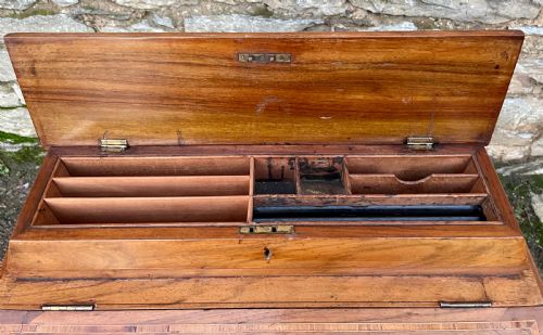 fig 1. Antique Edwardian Walnut Inlaid Davenport