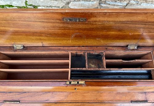 fig 3. Antique Edwardian Walnut Inlaid Davenport