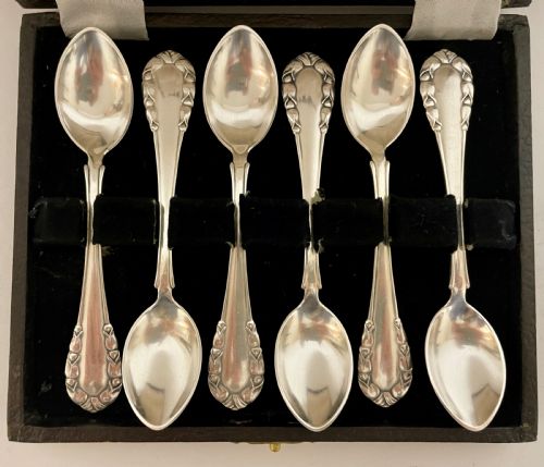 fig 1. Set of 6 Solid Silver Georg Jensen Spoons
