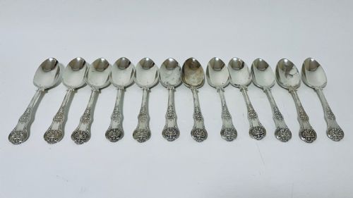 Set of 12 Georgian Solid Silver Kings Pattern Tablespoons