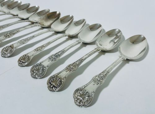 fig 1. Set of 12 Georgian Solid Silver Kings Pattern Tablespoons