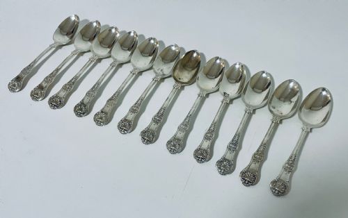 fig 2. Set of 12 Georgian Solid Silver Kings Pattern Tablespoons