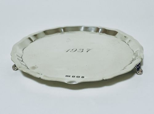 Small Antique Solid Sterling Silver Salver
