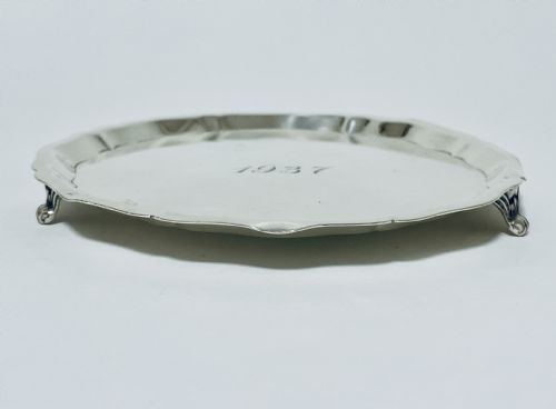 fig 1. Small Antique Solid Sterling Silver Salver