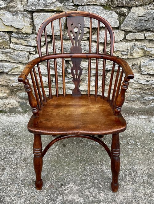 Antique Yew Wood Windsor Hoop Back Chair