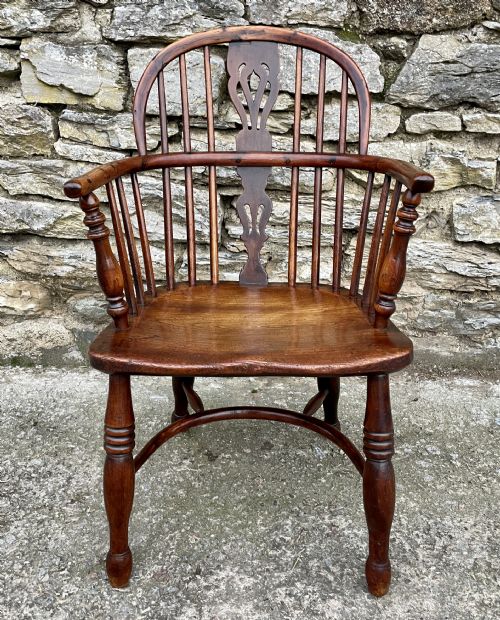 fig 1. Antique Yew Wood Windsor Hoop Back Chair