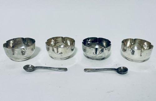 Set of 4 Antique Victorian Solid Silver Salts