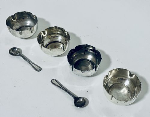 fig 1. Set of 4 Antique Victorian Solid Silver Salts