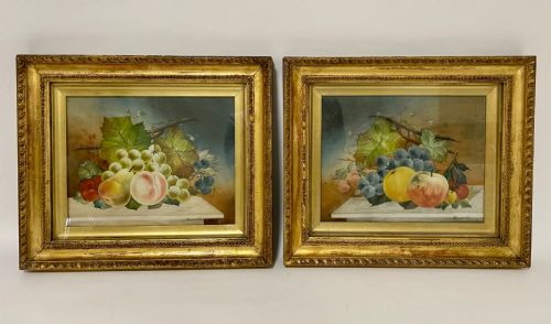 Pair of Wrayworth Still Life Paintings on Ceramic