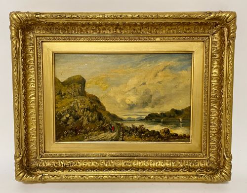 Victorian Oil on Canvas Lakeside Scene