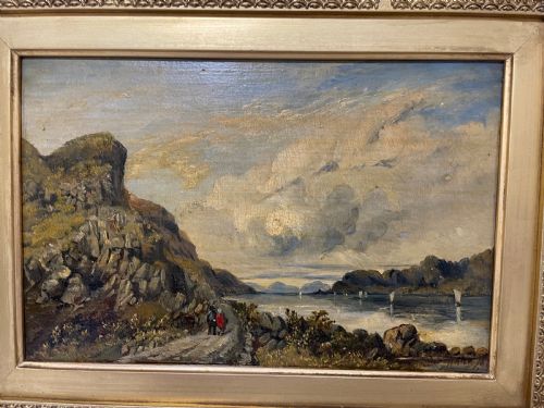 fig 1. Victorian Oil on Canvas Lakeside Scene