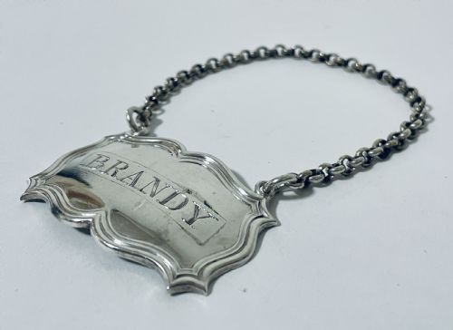 fig 1. Victorian Sterling Silver BRANDY Decanter Label