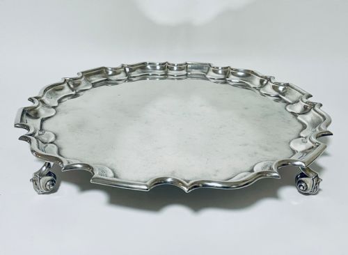 Large Antique Victorian Solid Silver Salver