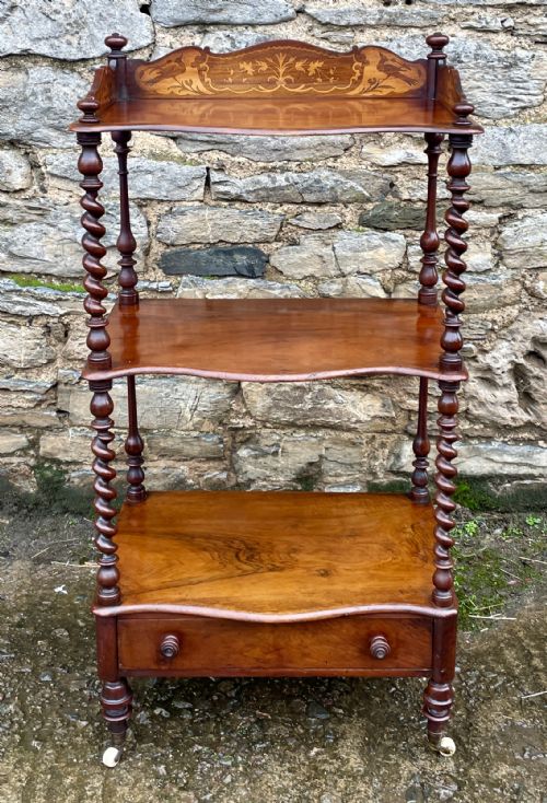Victorian Walnut Inlaid Whatnot