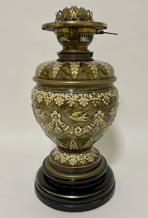 fig 1. Antique Victorian Doulton Oil Lamp