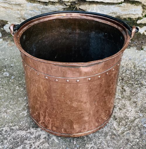 Antique Victorian Riveted Copper Bucket