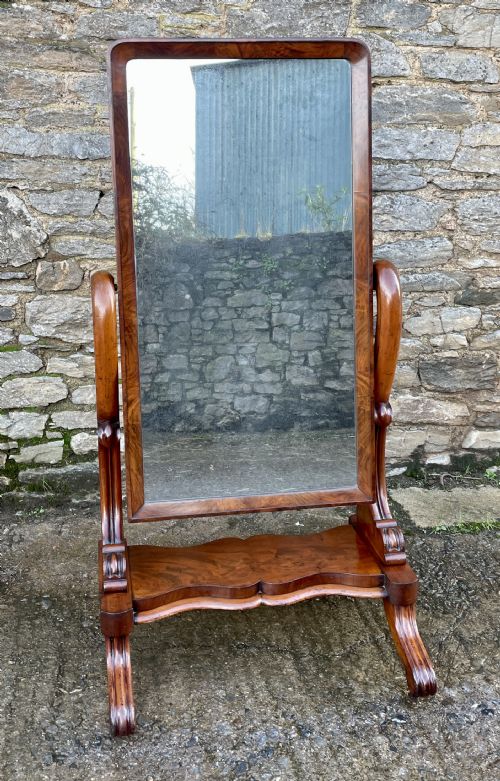 fig 1. Antique Victorian Mahogany Cheval Mirror