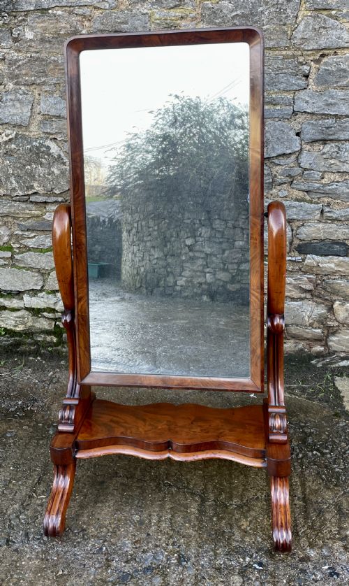 fig 2. Antique Victorian Mahogany Cheval Mirror