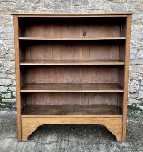 fig 1. Large Antique Oak Open Bookcase