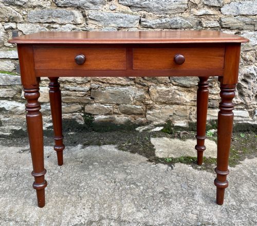fig 1. Antique Victorian Mahogany Two Drawer Side Table
