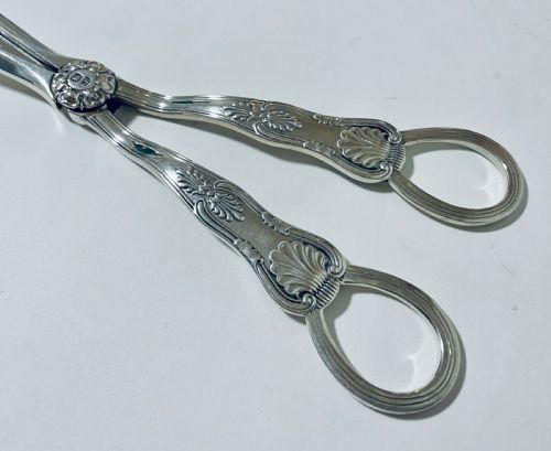 fig 1. Antique Sterling Silver Kings Pattern Grape Scissors
