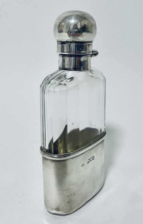 fig 1. Antique Victorian Silver Mounted Hip Flask