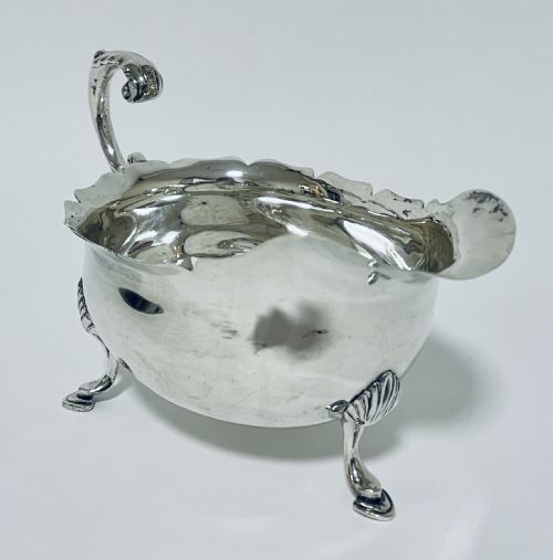 fig 1. Antique Edwardian Solid Sterling Silver Sauce Boat