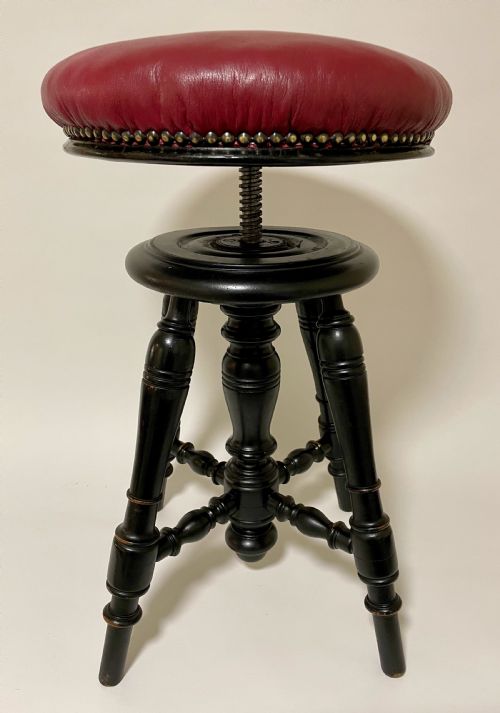 fig 1. Victorian Ebonised Adjustable Revolving Piano Stool