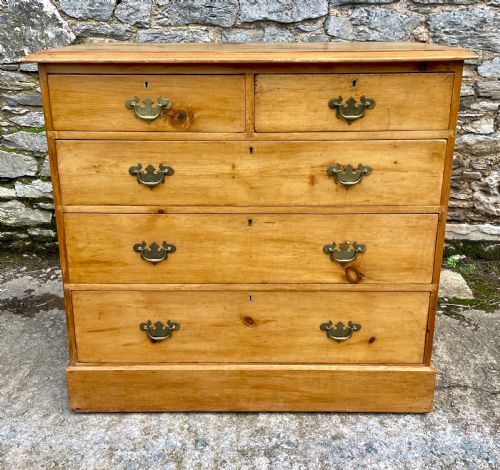 Large Antique Stripped Pine Chest of Drawers