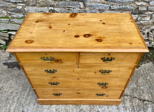 fig 1. Large Antique Stripped Pine Chest of Drawers
