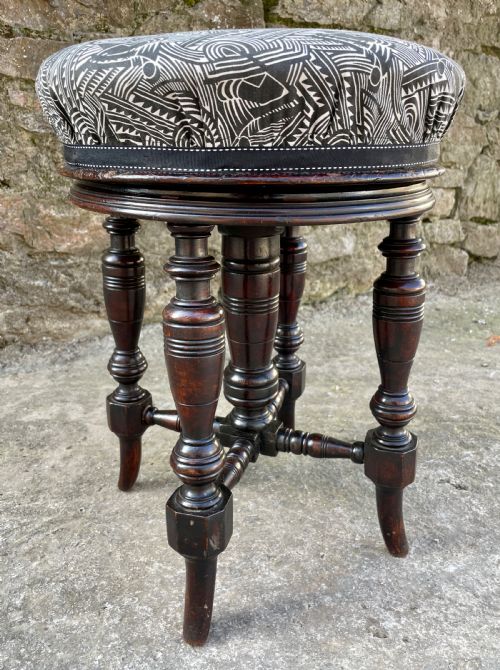 fig 1. Antique Edwardian Revolving Piano Stool
