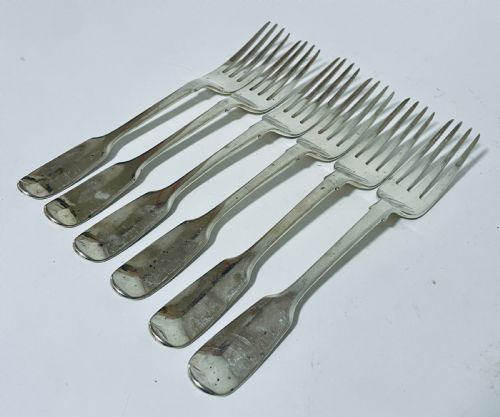 Set of 6 Victorian Solid Silver Forks