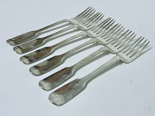 fig 1. Set of 6 Victorian Solid Silver Forks