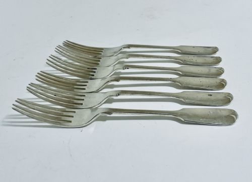 fig 1. Set of 6 Antique Solid Silver Forks