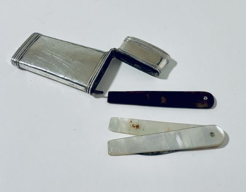 18th Century Georgian Fleam Bloodletting Kit in Silver Case