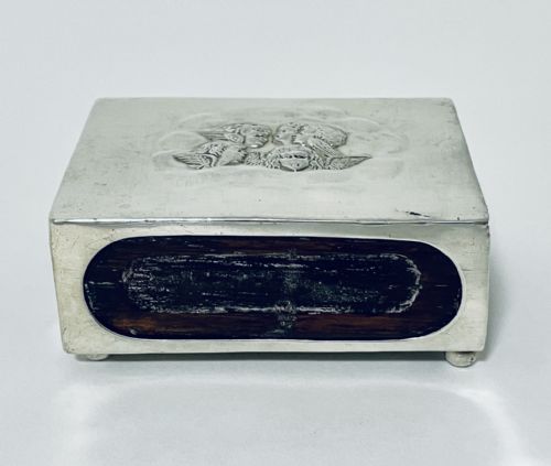 Antique Edwardian Solid Silver Cherub Match Box Cover