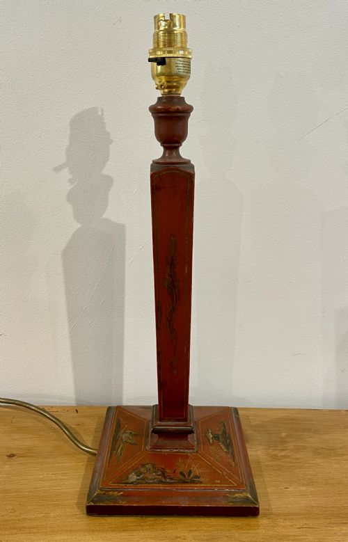Antique Red Painted Chinoiserie Table Lamp