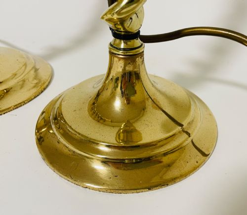 fig 1. Pair of Antique Brass Candlestick Table Lamps
