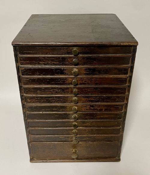 Antique Tabletop Workshop Specimen Drawers