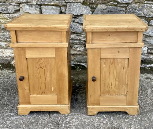 Pair of Antique Stripped Pine Bedsides