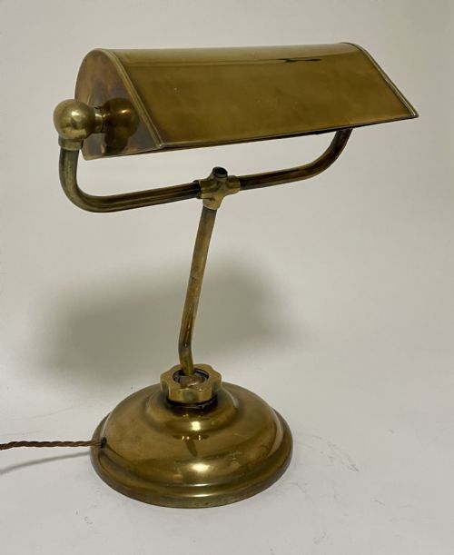Antique Adjustable Brass Bankers Desk Lamp