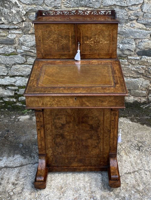 Antique Victorian Burr Walnut Davenport