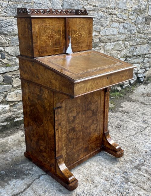 fig 1. Antique Victorian Burr Walnut Davenport