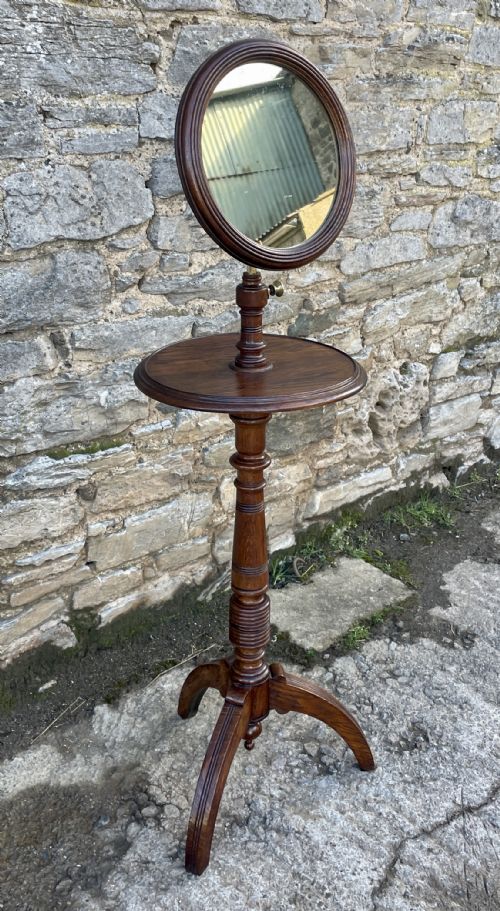 Antique Edwardian Oak Vanity Mirror