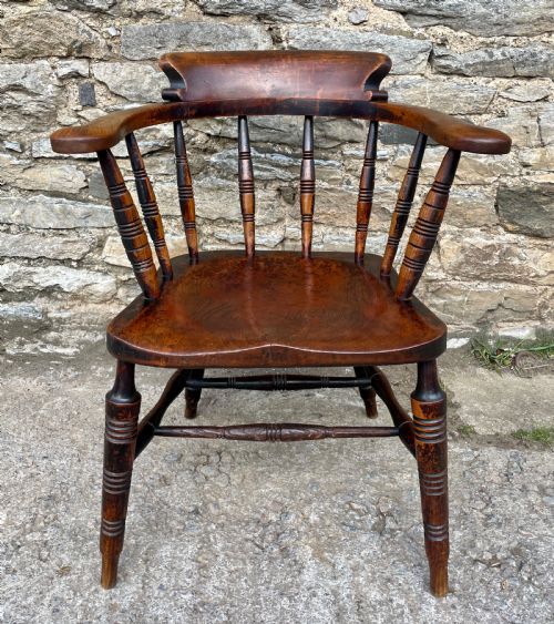 fig 2. Victorian Elm Smokers Bow Armchair by Glenister High Wycombe