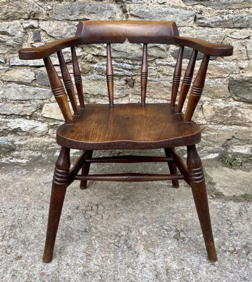 fig 1. Antique Elm Seated Smoker’s Bow Armchair