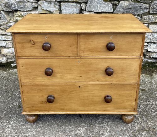 Small Antique Stripped Pine Chest of Drawers