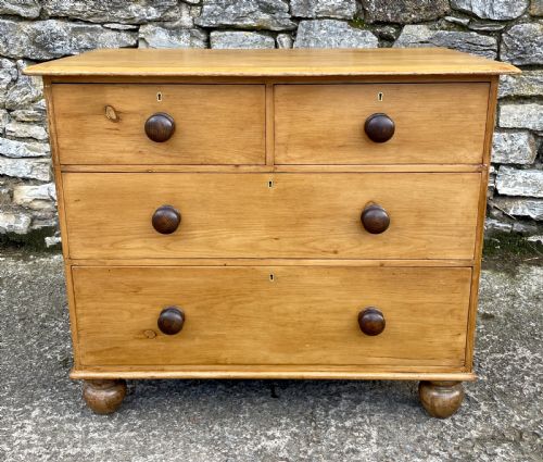 fig 1. Small Antique Stripped Pine Chest of Drawers