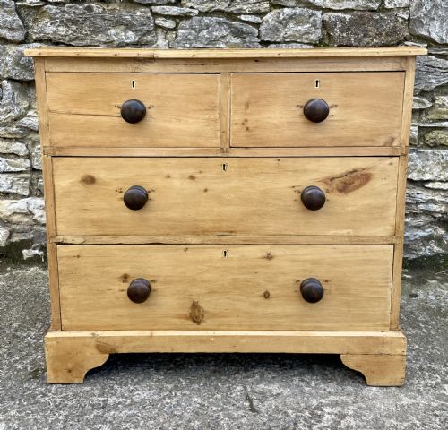 Small Antique Stripped Pine Chest of Drawers